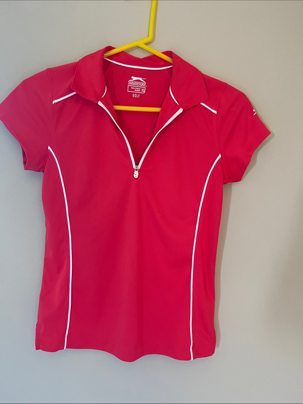 Slazenger Bright Pink Short-Sleeve Zip Golf Polo